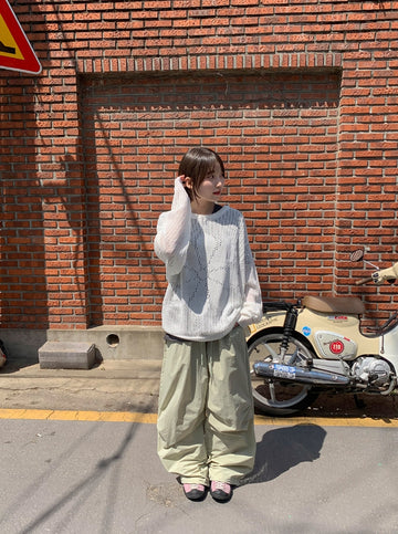 Zevner Banding Nylon Wide Pants